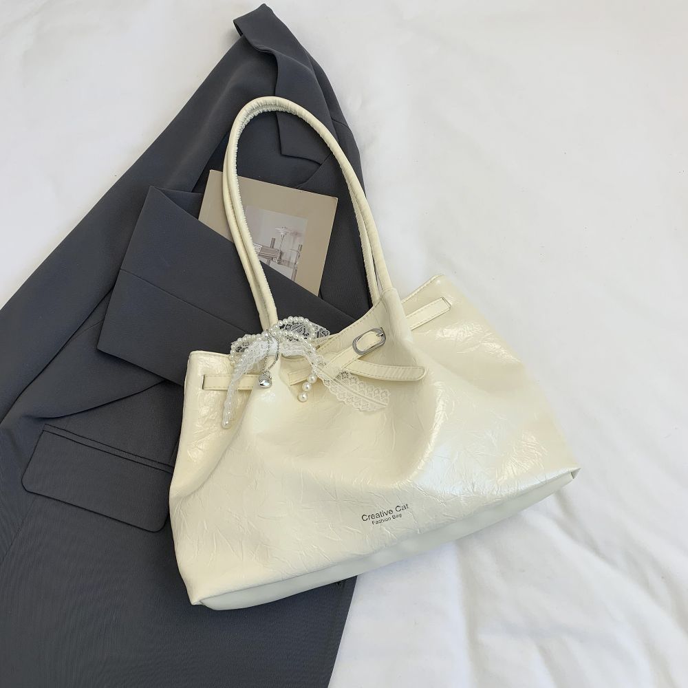 Leatherwork Designs - Retro-Stil PU-Leder Tote Bucket Bag, einfarbig,