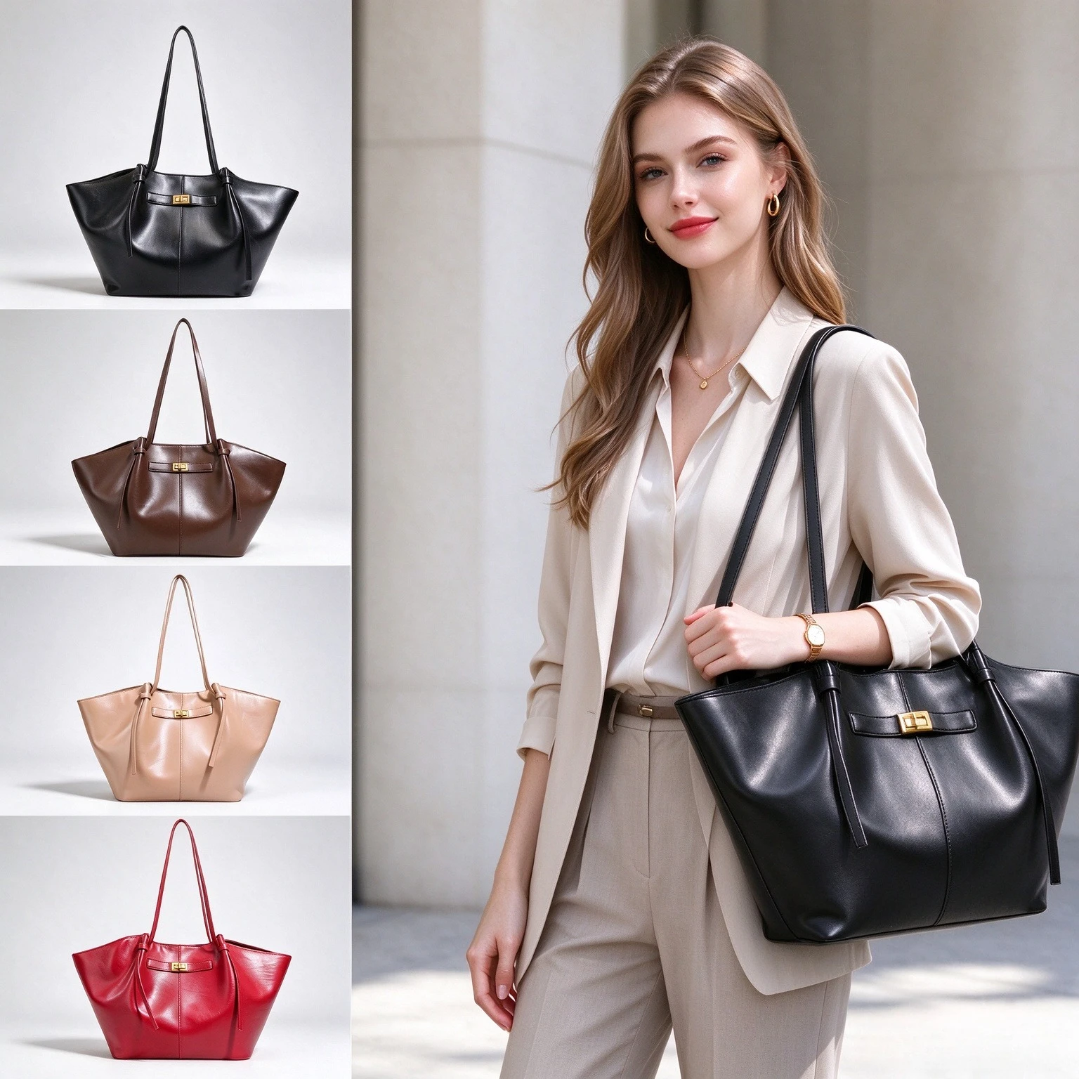 Leatherwork Designs - Luxuriöse Damen-Handtasche in Flügelform, große Kapazität,